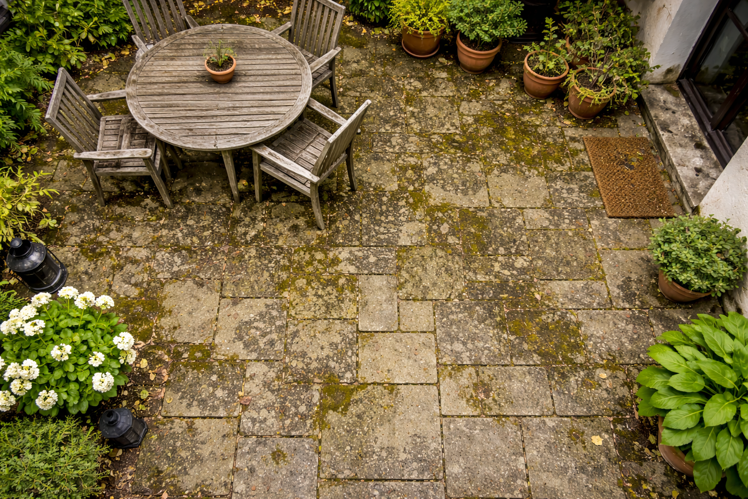 Terrasse avant nettoyage